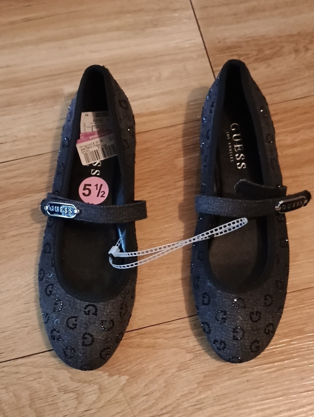 GUESS Black Glitter Mary Jane Flats